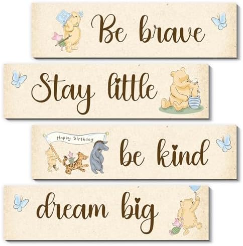 BirtDerr 4Pcs Winie Wall Decorations-he Pooh Baby Stuff-Bedroom Wall by BirtDerr