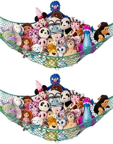 Large Stuffed Animal Storage Hammock 2 Pack | Holds 12 lbs | Corner Stuffed by LillysLove