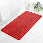 Chenille Bathroom Rug 26"x44" Red, Non-Slip Plush Bath Mat by Kildoss