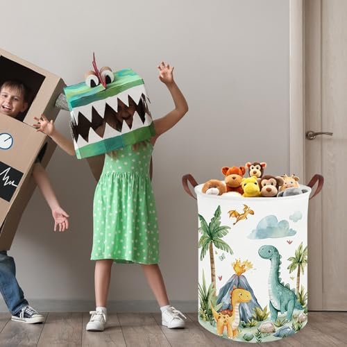 Dinosaurs Baby Laundry Hamper, Collapsible canvas laundry basket, Dinosaur - Image 2