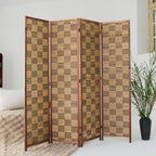 4 Panel Bamboo Room Divider, 5.6 ft Tall Double-Sided Folding Privacy Screen - Image 4
