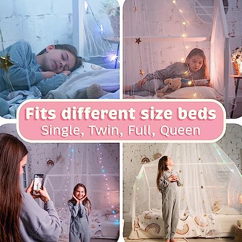 White Princess Bed Canopy with Fairy Lights - Image 5
