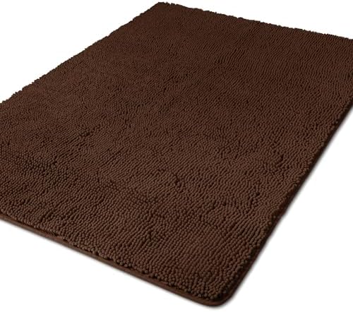 Yeaban Chenille Brown Bathroom Rug 40"x60", Non-Slip Rubber Backing by Yeaban