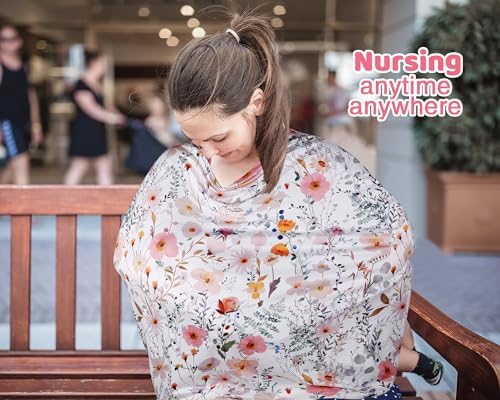Rquite 4-in-1 Baby Car Seat Canopy, Stretchy Nursing Breastfeeding Cover - Image 3