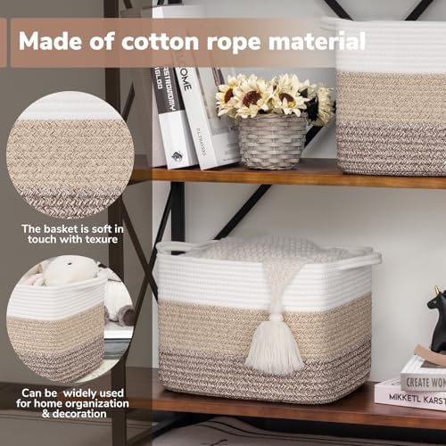 Goodpick Woven Storage Basket for Shelves, Gradient Brown - Image 4