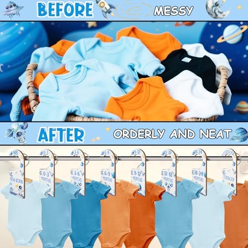 Baby Closet Dividers 8PCS, Outer Space Themed Wooden Double-Sided Clothes Size - Image 2