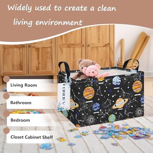 Rectangular Solar System Planet Storage Bin, Closet Organizer Basket - Image 3