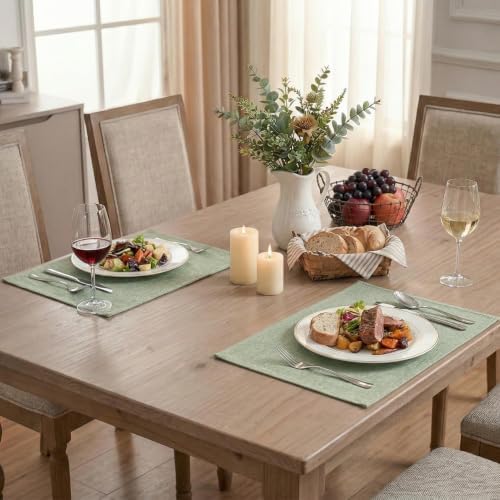 Artoid Mode Sage Green Placemats Set of 6, 12x18 Inch Spring Summer Washable - Image 2