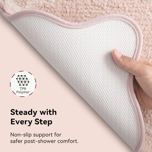 GRANNY SAYS Pink Bow Bathroom Rug, Cute Scalloped Bath Mat - Image 7