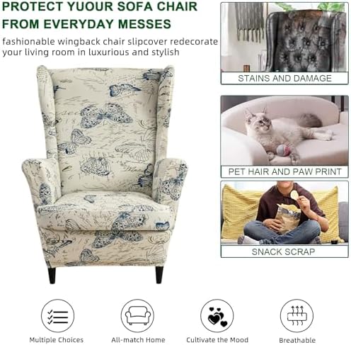 CRFATOP Wingback Chair Cover Butterfly Armchair Slipcover - Image 5