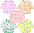 Accmor 5 Pack Long Sleeve Bibs, Baby Smock Waterproof Sleeved Bib Smock by Accmor