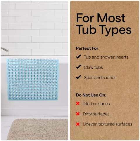 GORILLA GRIP Bath Tub Shower Mat, Bathtub Floor Liner, 35x16 Clear Blue - Image 5