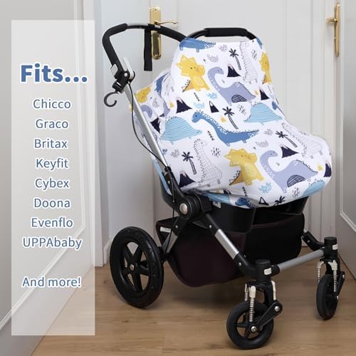 Rquite 4-in-1 Baby Car Seat Canopy, Stretchy Nursing Breastfeeding Cover - Image 3