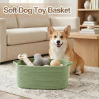 Large Green Woven Basket, 16.5" x 12.5" x 7" Empty Gift Basket, Big Cotton Rope - Image 4