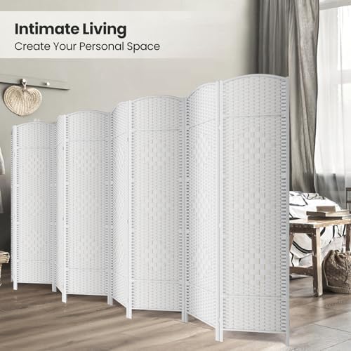 8 Panel Folding Room Divider, Woven Privacy Screen - Image 4