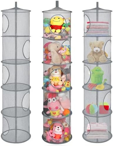 3Pcs Hanging Stuffed Animal Storage Hammock Net 5 Tiers by coastalrose