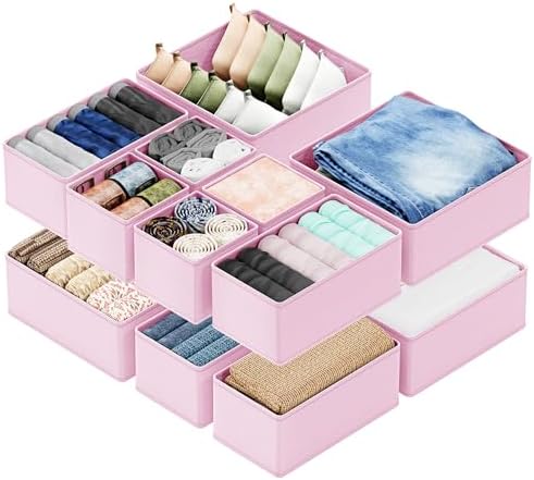 SpaceAid Drawer Organizer Clothes, 12 Pack Dresser Organizer Bins by SpaceAid