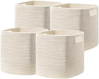 UBBCARE Set of 4 Storage Cubes-11 X 10.5 X 10.5 In, Cotton Rope Basket by UBBCARE