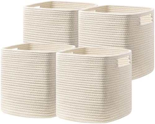UBBCARE Set of 4 Storage Cubes-13 X 13 X 13 In, Cotton Rope Basket by UBBCARE