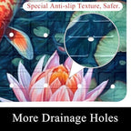 Bathtub Mat Non Slip 26.8x15.1 Inch, Florals Fish Shower Mat - Image 2