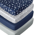 Crib Sheets for Boys or Girls 4 Pack, Fitted Crib Sheet by Moonsea