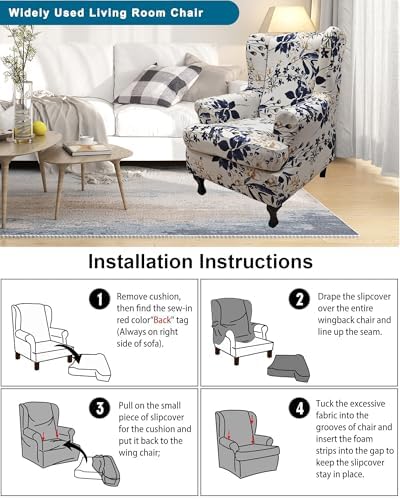 CRFATOP Wingback Chair Covers Stretch Armchair Slipcovers - Image 6