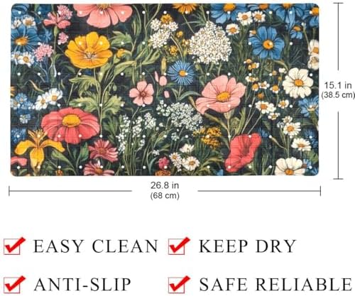 Shower Mat Non Slip 26.8 x 15.1 Inches, Colored Flowers Bathtub Mat Shower - Image 4