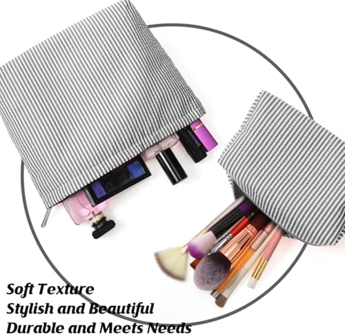 Huhumy 2 Pcs Makeup Bag Set for Women, Thin Stripe - Image 4