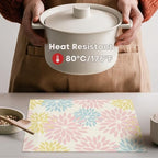 Artoid Mode Floral Vinyl Plastic Placemats Set of 6, 12x18 Inch Washable - Image 3