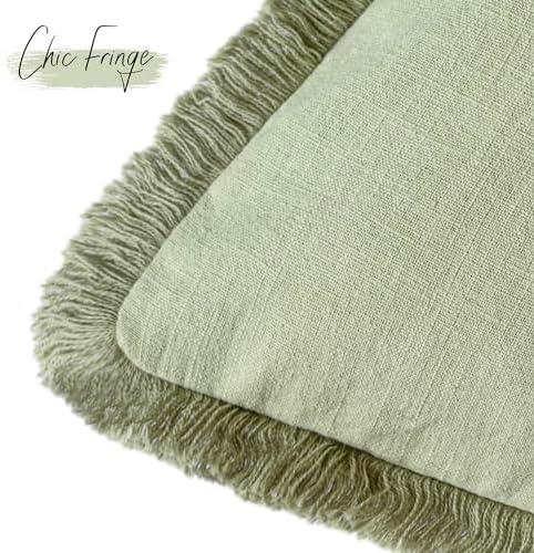 Foindtower Decorative Linen Fringe Throw Pillow Covers Cozy Boho Farmhouse - Image 3