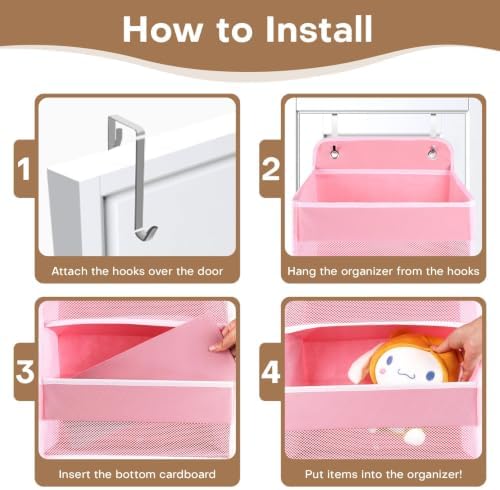 Over the Door Organizer, 4 Large Pocket Hanging Storage - Image 5
