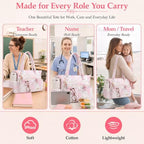 WOBAGMEN Teacher Tote Bag for Women, Quilted Floral Laptop Work Tote - Image 6