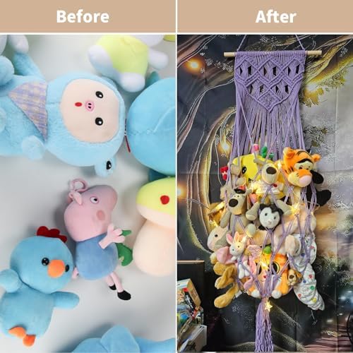 63Inch Stuffed Animal Storage Net Corner, Macrame Toy Hammock - Image 6