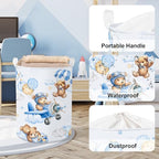 Clastyle 45L Large Blue Bear Pilot Kid Boy Girl Laundry Hamper - Image 4