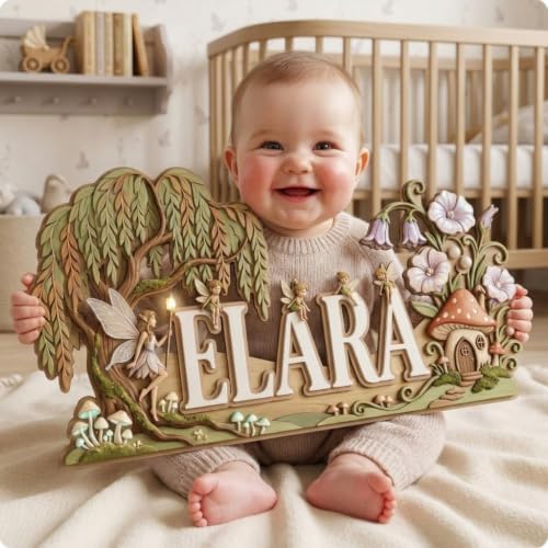 Personalized Fairy Nursery Name Sign, Custom Enchanted Woodland Wall Decor - Image 3