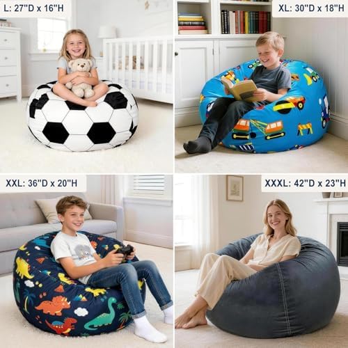 Lukeight Dinosaur Stuffed Animal Storage Bean Bag Chair Cover - Image 5