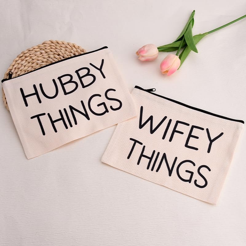 Wifey Hubby Things Cosmetic Makeup Storage Bags 2 Pcs - Image 6