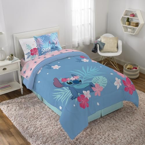 Disney Lilo & Stitch Twin Comforter Set, 5 Piece Reversible Bed in a Bag by JayFranco