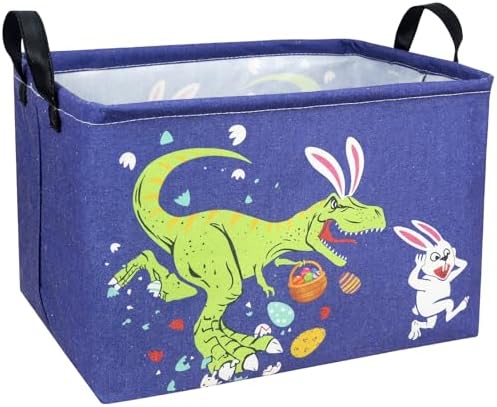 Dinosaur Easter Basket for Kid Large Empty Baby Rectangular Cute Easter Gift by ASKETAM