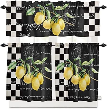 Kitchen Curtains and Valances Set, Summer Tropical Lemon Window Treatments - Image 5