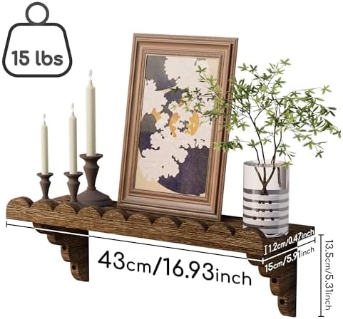 QsQueen Scalloped Wood Wall Shelf – 17 Inch Floating Shelf - Image 3