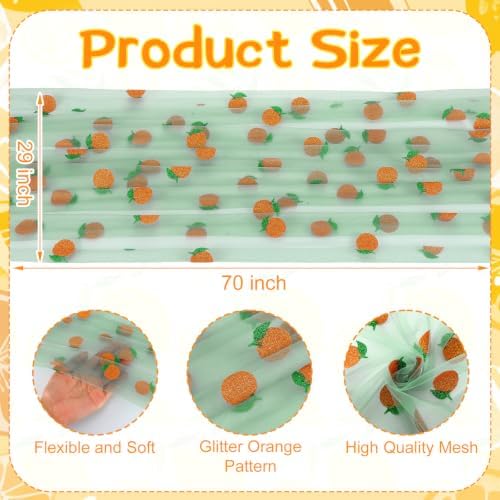 4 Pcs Green Orange Citrus Glitter Tulle Table Runner 29x70 - Image 3