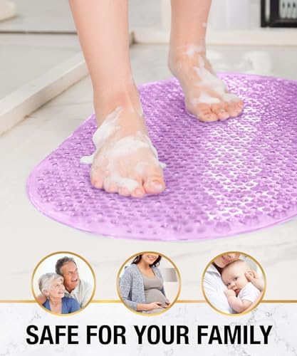 HITSLAM Oval Bathtub Mat Non Slip, 27x15 Inch Bubble Bath Tub Mat - Image 6