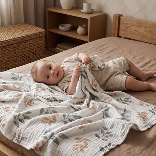 Muslin Swaddle Blankets for Newborn, 3 Pack Breathable Soft Receiving Blanket - Image 3