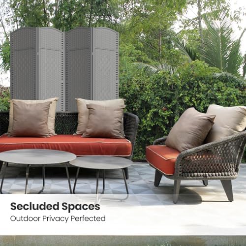 4 Panel Folding Room Divider, Woven Privacy Screen - Image 5