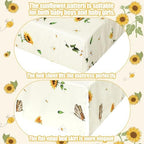 Mixweer 3 Pcs Sunflower Bee Baby Crib Bedding Set Baby Girl Yellow Crib Sheets - Image 3