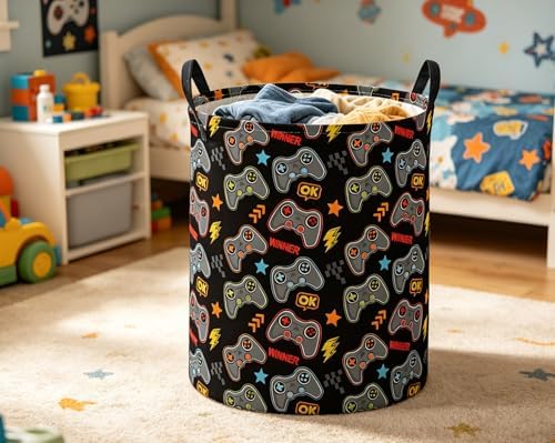 ESSME Kids Laundry Basket, Game Hamper Collapsible Canvas Waterproof Storage Bin - Image 5