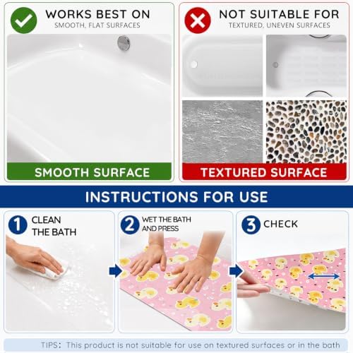 Kids Bathtub Mat Non Slip, 40 x 16 Inch Tub Mat - Image 7