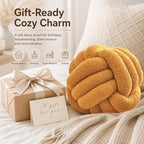 Petrella Yellow Knot Pillow Ball, 11 Inch Round Decorative Pillow - Image 6