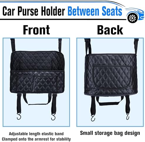 BFXM Car Purse Holder Between Seats, Leather Front Seat Car Organizer - Image 6